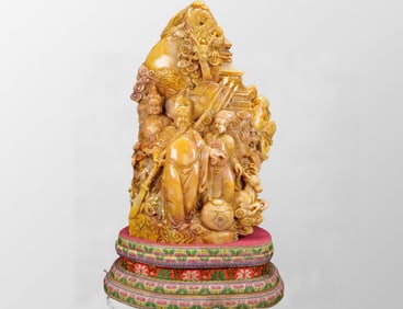 Superb Vintage Chinese Tianhuang Stone Carved Figure Statue