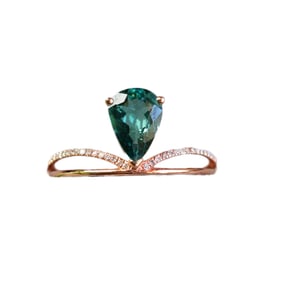 High Quality 18K Gold Inlay Tourmaline Ring