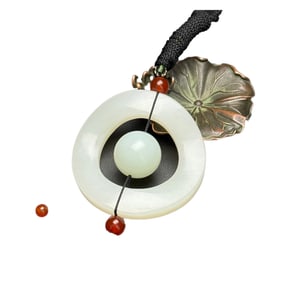 Superb Chinese White Hetian Jade Carved Lucky Pendant