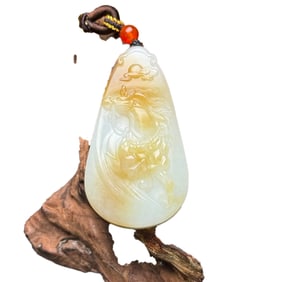 Superb Chinese Hetian Jade Carved Fortune Horse Pendant