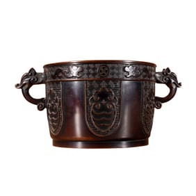 Vintage Chinese Copper Double Ear Beast Incense Burner