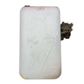 Superb Chinese Natural Hetian Jade Low Relief Fortune Bamboo Pendant