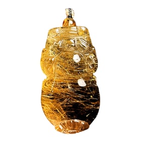 Exquisite Rutilated Quartz Carved Fortune Pixiu Pendant