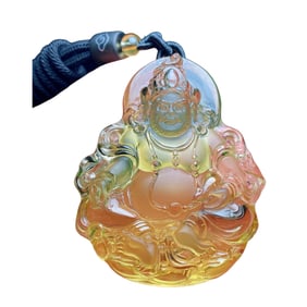 Beautiful Yellow Crystal Carved Yellow Jambhala Pendant