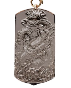 Beautiful Crystal Carved Thousand-hand Fortune Dragon Pendant w Hand Woven Beads Necklace