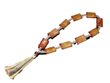 Hand Woven Vintage Chinese Hetian Jade Beads Bracelet