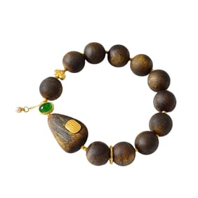 Hand Woven Chenxiang Wood Beads Bracelet