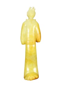 Superb Vintage Chinese Hetian Jade Carved Figure Statue