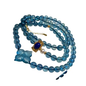 Beautiful Hand Woven Aquamarine Beads Necklace/Bracelet