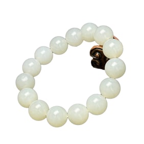 Hand Woven Superb Chinese Hetian Jade Beads Bracelet