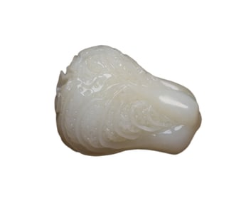 Chinese Hetian Jade Carved Fortune Cabbage Pendant