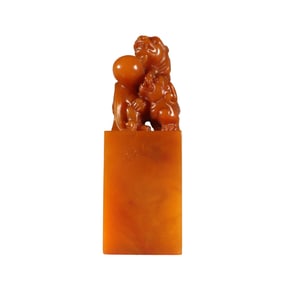 Superb Vintage Chinese Tianhuang Stone Carved Chi Dragon Seal