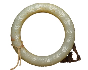 Inside Diameter 60mm Vintage Chinese Hetian Jade Bracelet