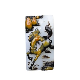 Superb Chinese Hetian Jade Low Relief Fortune Horse Pendant