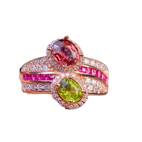 Beautiful 925 Silver Inlay Tourmaline Ring