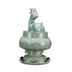 Chinese Ru Kiln Sika Deer Porcelain Incense Burner