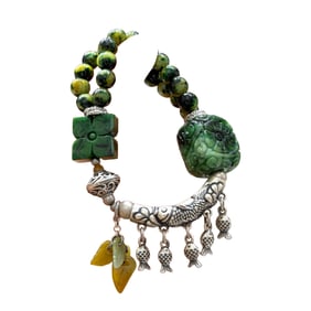 Beautiful 925 Silver & Jadeite Bead Bracelet