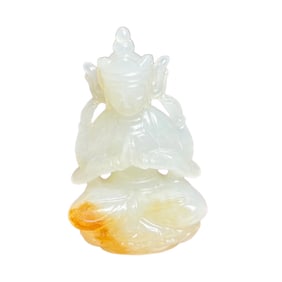 Chinese Hetian Jade Carved Buddha Pendant