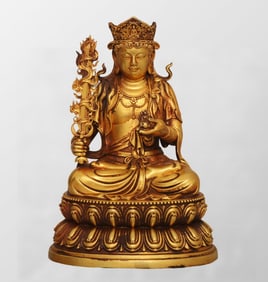 Old Tibetan Gilt Gold Copper Buddha Statue