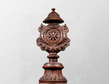 Vintage Chinese Chenxiang Wood Carved Dharma-vessel Statue