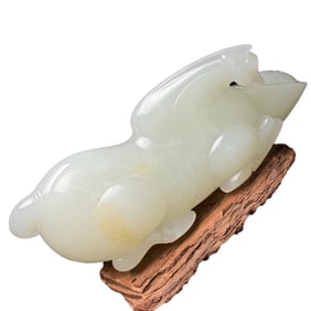 Superb Chinese Hetian Jade Carved Fortune Horse Statue
