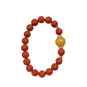 Hand Woven Chinese Nanhong Agate Beads Bracelet