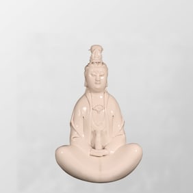 Chinese Dehua Kiln White Glaze Porcelain Kwan-yin Statue