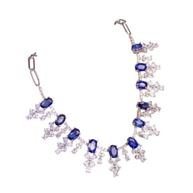 Beautiful 925 Silver Inlay Sapphire Necklace