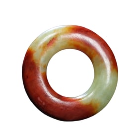 Vintage Chinese Hetian Jade Carved Lucky Ring Pendant