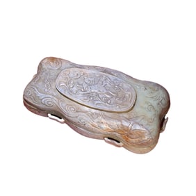 Vintage Chinese Hetian Jade Carved Divine Beast Box