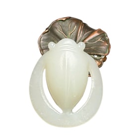 Chinese Hetian Jade Carved Fortune Cicada Pendant