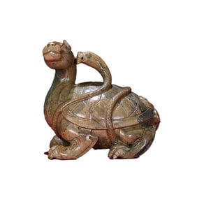 Vintage Chinese Hetian Jade Carved Divine Turtle Statue
