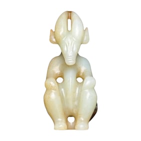 Chinese Hetian Jade Carved Sun God Pendant