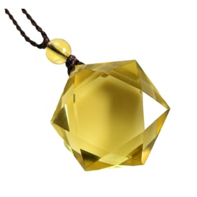 Beautiful Yellow Crystal Pendant w Hand Woven Necklace