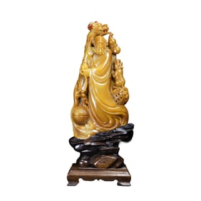 Vintage Chinese Tianhuang Stone Carved Dharma Statue