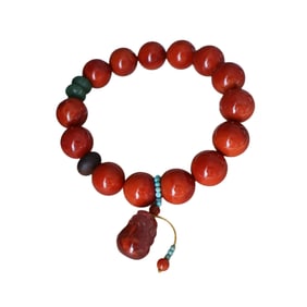 Hand Woven Chinese Nanhong Agate Beads Bracelet