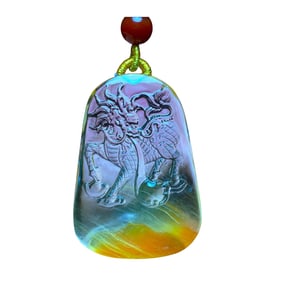 Beautiful Crystal Carved Fortune Kylin Pendant