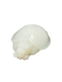 Superb Chinese Hetian Jade Carved Dragon Turtle Statue