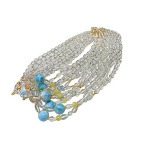 Beautiful Larimar & White Crystal Beads Necklace