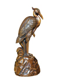 Vintage Chinese Boxwood Carved Crane Statue