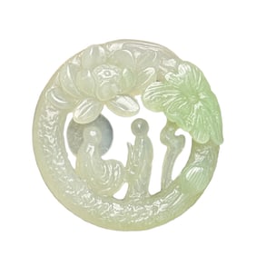 Chinese Hetian Jade Carved Buddha Pendant