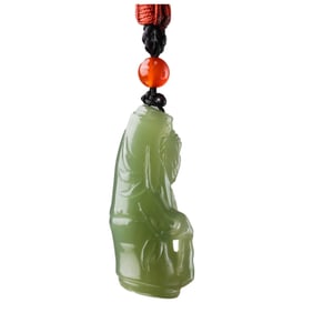 Chinese Hetian Jade Carved Fortune Bamboo Pendant