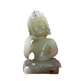 Chinese Hetian Jade Carved Buddha Pendant