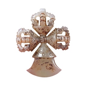 Vintage Chinese Hetian Jade Carved Dharma-vessel Statue