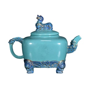 Chinese Turquoise Glaze Porcelain Teapot