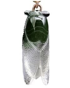 Beautiful Green Crystal Carved Fortune Cicada Pendant