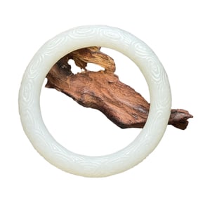 Inside Diameter 59mm Superb Chinese White Hetian Jade Bracelet