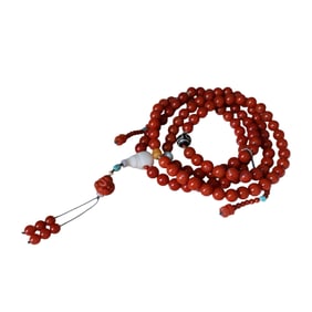 Hand Woven Chinese Nanhong Agate Beads Necklace