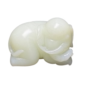 Superb Chinese Hetian Jade Carved Elephant Statue
