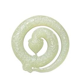 Chinese Hetian Jade Carved Snake Pendant